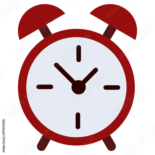 Alarm clock with bell icon flat design style vector illustration