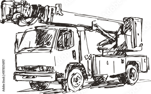 Utility truck with articulated boom lift for aerial work and maintenance tasks