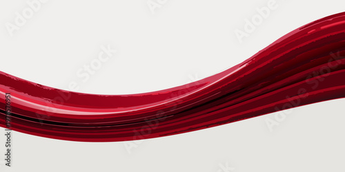 A vibrant flowing red ribbon against a neutral light background