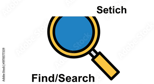 Magnifying glass with yellow handle.