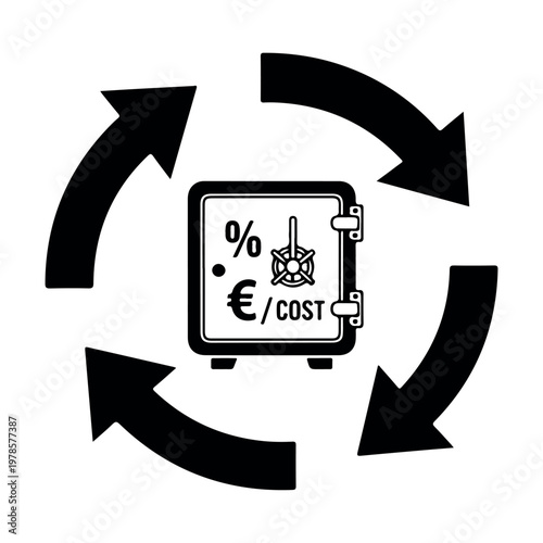 European finance cost management illustration showing secure savings investment returns currency exchange financial security economic stability