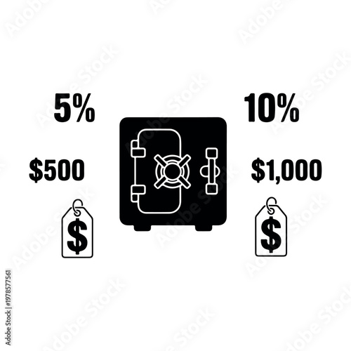 Financial security safe box representing savings growth and investment rates