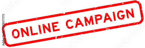 Grunge red online campaign word square rubber seal stamp on white background