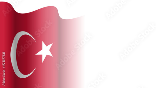 Vector waving Flag of the Republic of Türkiye. Waving Turkey flag with empty, blank, copy space on transparent background. Design element for presentation, banner, advertisement, web. Place for text