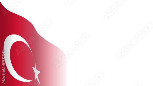 Vector waving Flag of the Republic of Türkiye. Waving Turkey flag with empty, blank, copy space on transparent background. Design element for presentation, banner, advertisement, web. Place for text