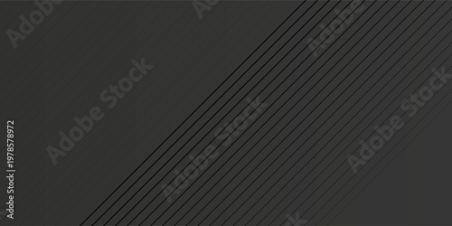 Black abstract background with metal texture and lines. Vector illustration for business presentation simple design