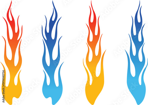 Hot and Cold Fire Flame fire tattoo Vector Set