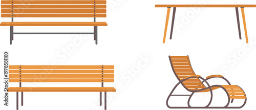 park bench on white background