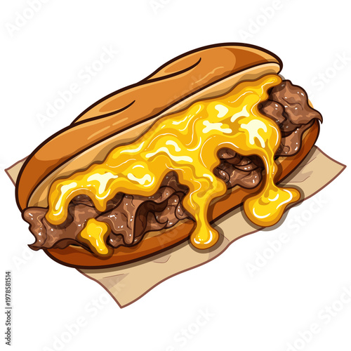 Philadelphia cheesesteak sandwich illustration vector. Philly cheesesteak sandwiches with ground beef cartoon vector. 
Ground beef philly cheesesteak sandwiches icon. philly cheesesteak sandwich menu.