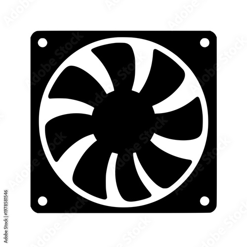 PC cooling fan black white icon 