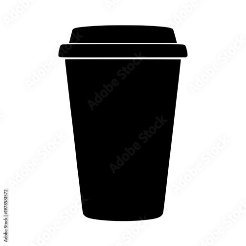 Cup takeaway coffee flat style black white icon 