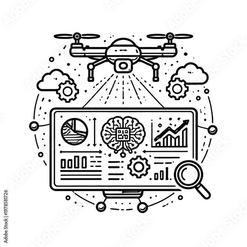 Advanced drone technology for data analysis and artificial intelligence insights, highlighting innovation and future possibilities in business and science