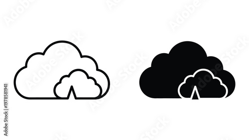 Comparison of cloud storage icons with different styles and fill types