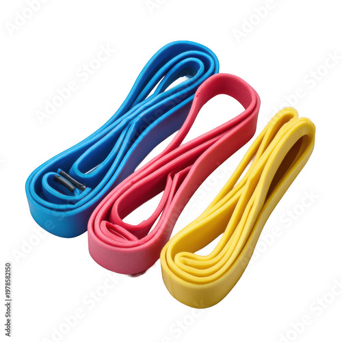  three set of Resistance Bands isolated [Transparent Background PNG].