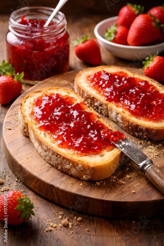 Fresh Bread with Homemade Jam Spread