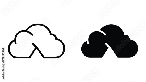 Comparison of cloud storage icons in different styles and fill types