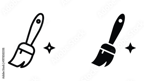Contrast between a simple line drawing paintbrush and a bold solid paintbrush icon