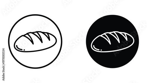 Contrasting visual styles of a baguette icon on different backgrounds