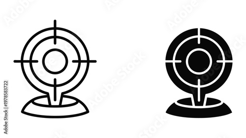 Contrast comparison of two target icons with different fill styles on a stand