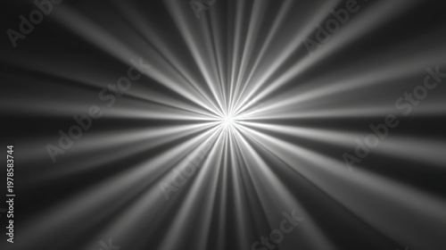 Dynamic Black and White Background with Radiating Rays of Light Creating a Striking Visual Impact for Creative Projects