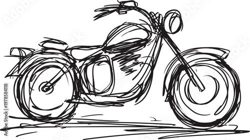 scribble motorcycle sketch hand drawn bike illustration with dynamic, rough lines and artistic flair
