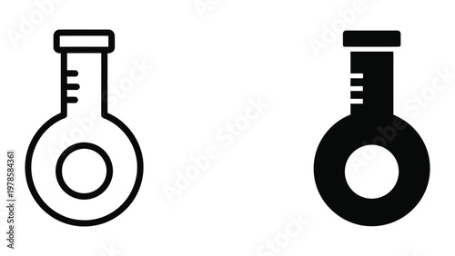 Contrast between empty and filled laboratory volumetric flask depictions