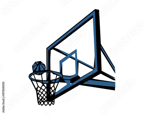Basketball hoop and ball stencil silhouette vector illustration
