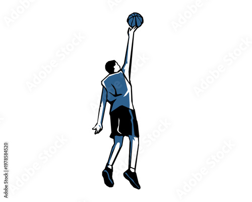 Basketball player stencil silhouette vector illustration, street style
