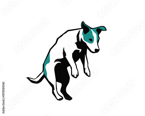 Active dog playing stencil silhouette vector illustration
