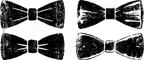Vintage distressed bow tie illustrations classic neckwear sketches in grunge