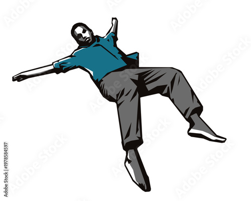 Jumping man stencil silhouette vector illustration, transparent background
