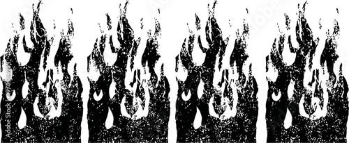 Black silhouette flames pattern with irregular shapes, vertical fire bursts in a row