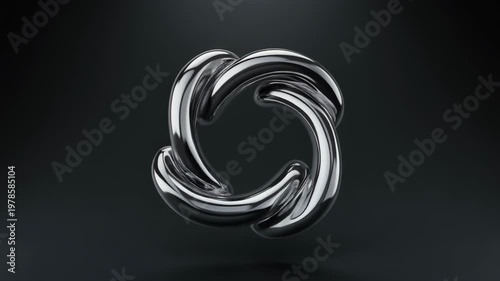 Shiny metallic interlocking loops abstract background with copy space