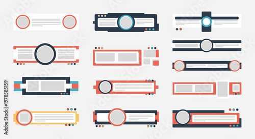 Collection of modern lower third video broadcast graphic templates.