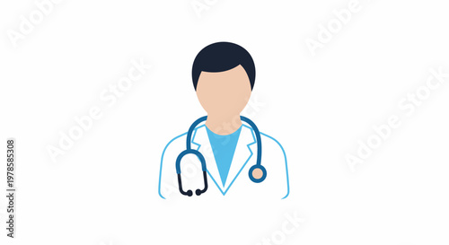 Doctor wearing white coat and stethoscope.
