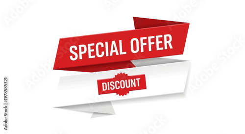 Special offer and discount promotional banner label vector illustration.