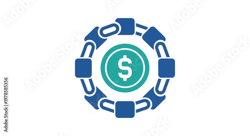 Dollar sign in chain link circle.