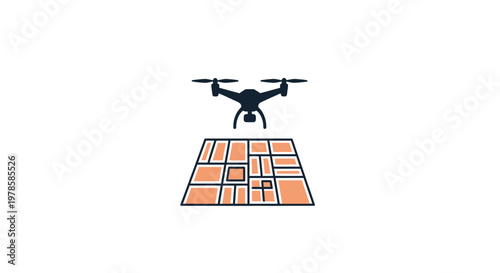 Drone Flying Over A Grid Pattern.