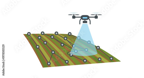 Drone flying over agricultural land.