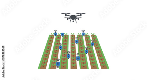 Drone flying over farm workers field.