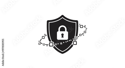 Black shield with white lock symbol.