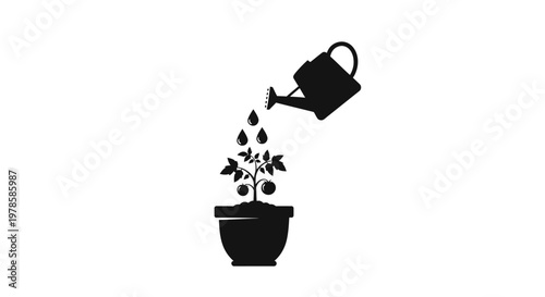 Black silhouette of potted plant.