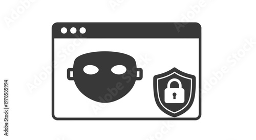 Black ski mask and shield icon.