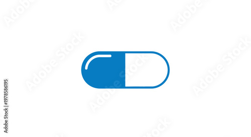 Blue and white medical pill capsule.
