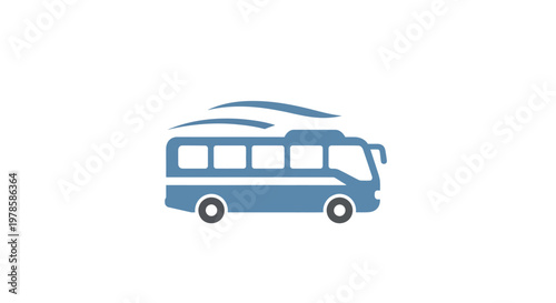 Blue Bus Vehicle Transportation Symbol.