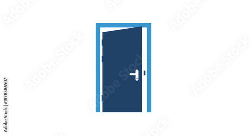 Blue door with silver handle.