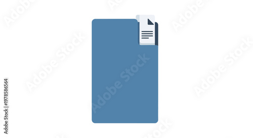 Blue File Folder with Paper.
