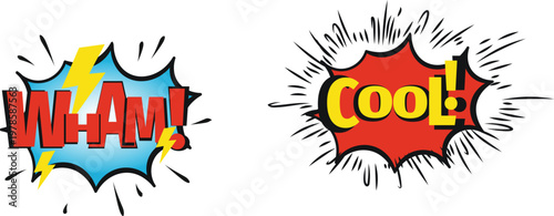 Creative typography with vibrant colors spelling out 'bam' and 'cool'