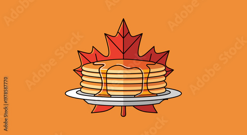 Pancakes on a plate with syrup.