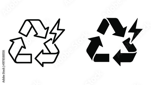 Comparison of recycling symbols in different visual styles for environmental awareness.